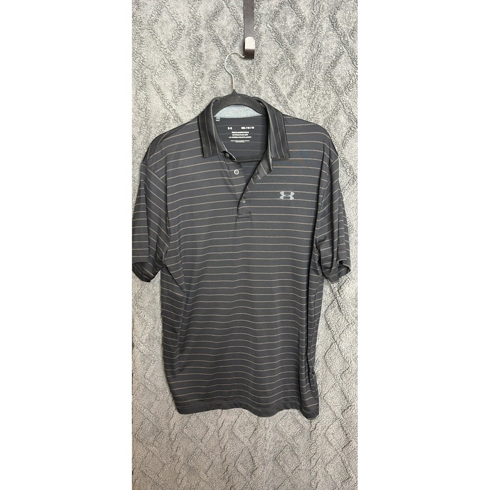 Under Armour Polo Shirt Mens Medium Black The Playoff Golf Outdoor Loose